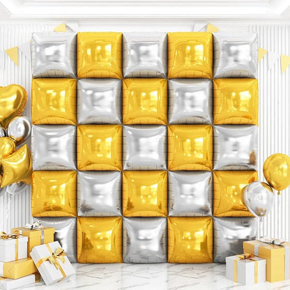Gold and Silver Balloons Wall Tunnel Backdrop Double Sided Metallic Balloon by OTLGEUA