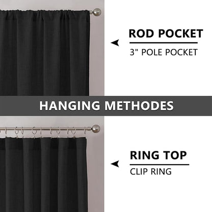 Tollpiz Linen Curtains Living Room Rod Pocket Semi Sheer Curtain Burlap Light - Image 5