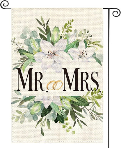 AVOIN colorlife MR. and MRS. Wedding Garden Flag 12x18 Inch Double Sided Outside by AVOINcolorlife