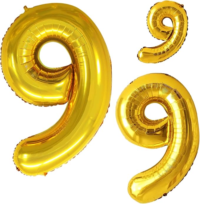 Gold Foil Balloons Number 9, Huge Number Balloons by GOER