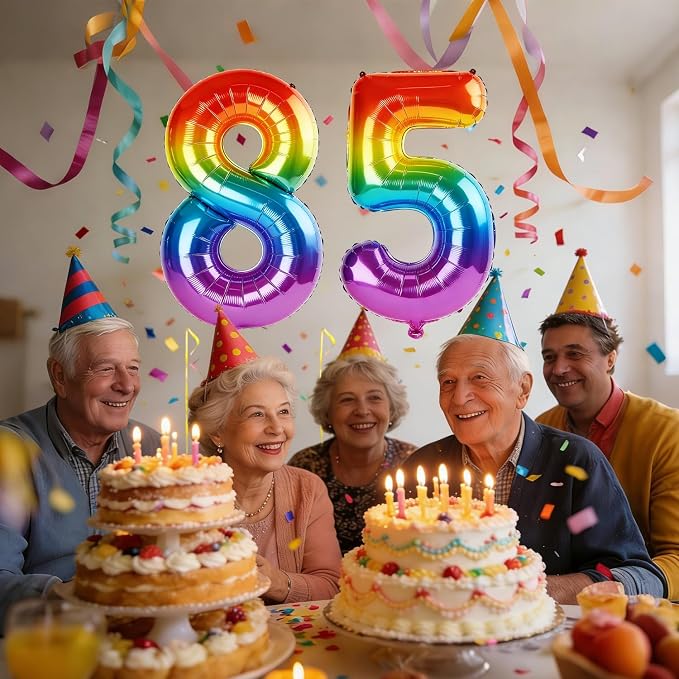 40 Inch Number 85 Balloons for 85th Birthday Party Decorations, 0-100 Rainbow - Image 2