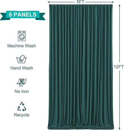 6 Panels Hunter Green Backdrop Curtains - Image 5