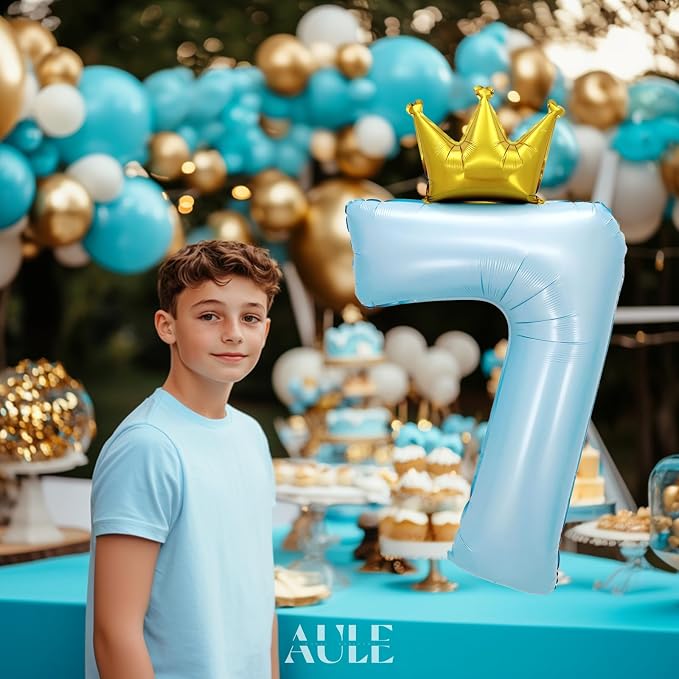AULE 40 Inch Big Light Blue 7 Balloon Number - Image 5