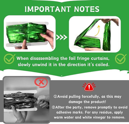 Matte Green Foil Fringe Curtain Backdrop Party Decorations 2PCS | 6.6×3.3 ft - Image 4