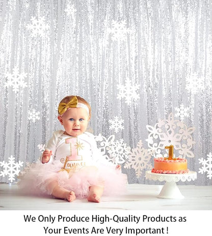 ShinyBeauty Silver Sequin Backdrop 10x10FT, Non-Through, Includes 1pc, - Image 2