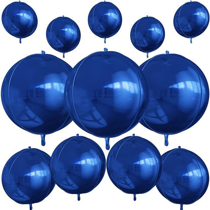 12Pcs Navy Blue Round Foil Balloons, Metallic Blue Foil Balloon by vibzox