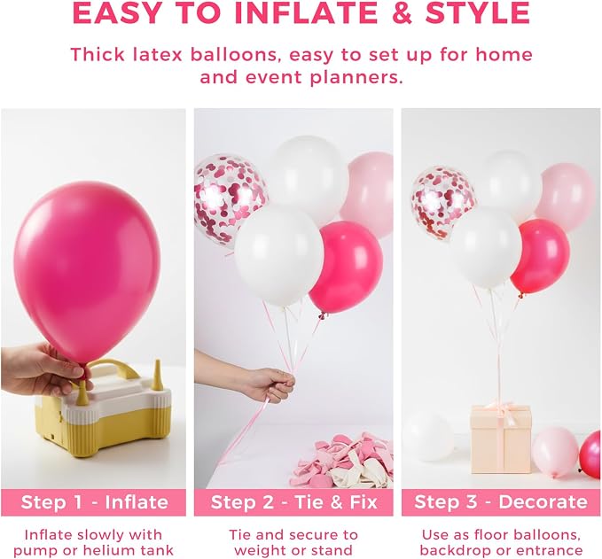 LOVESTOWN 150PCS Pink Rose Gold White Balloons Size of 18 12 10 5Inch | Pink - Image 6