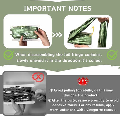 Matte Sage Green Tinsel Foil Curtains Backdrop Party Decorations | 4 PCS - Image 4
