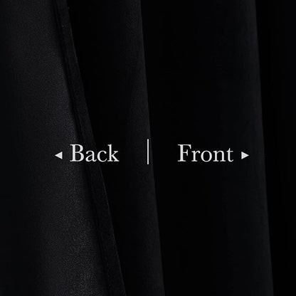 Black Blackout Velvet Curtains 96 inches Long Back Tab Thermal Insulated - Image 3