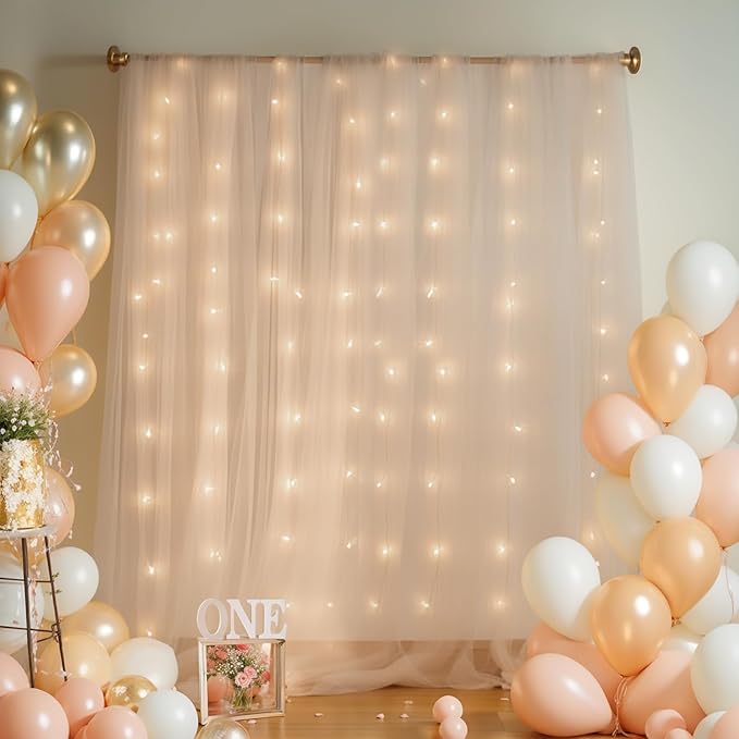 20x10ft Champagne Tulle Backdrop Curtain - Image 2