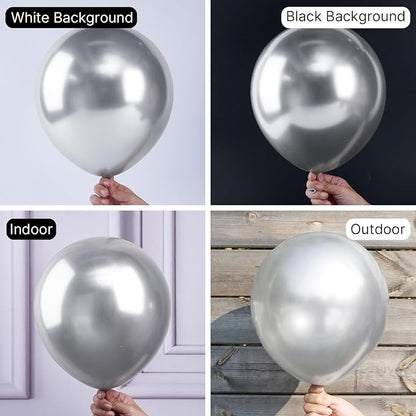 PartyWoo Silver Balloons 50pcs Latex Helium Balloons 12 Inch | Birthday Wedding - Image 2