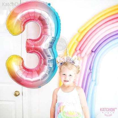 KatchOn Rainbow Number 3 Balloon 40 Inch | 3 Balloon Number - Image 7