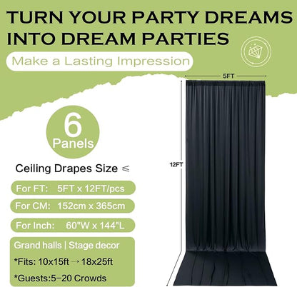 30ft×12ft Black Backdrop Curtain - Image 6