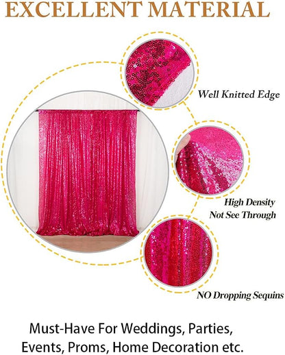 ShinyBeauty 5FTx7FT Sequin Backdrop Curtain Sparkly Fuchsia Photo Backdrops - Image 4