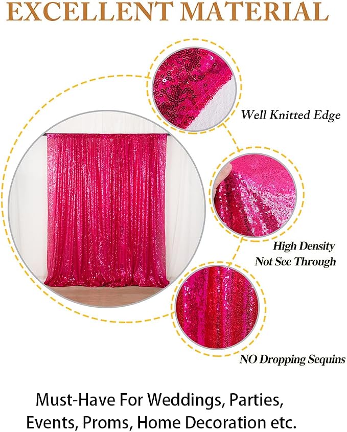 ShinyBeauty Sequin Curtain Fuchsia 4FTx8FT Sequin Photo Backdrop Hot Pink - Image 7
