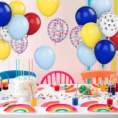 Dog Paw Balloons, 12 Inch Dog Paw Print Balloons, Royal Blue and Red Yellow - Image 7