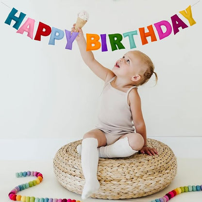Pre-Strung Reusable 3D Happy Birthday Banner, Rainbow Birthday Decorations | - Image 7