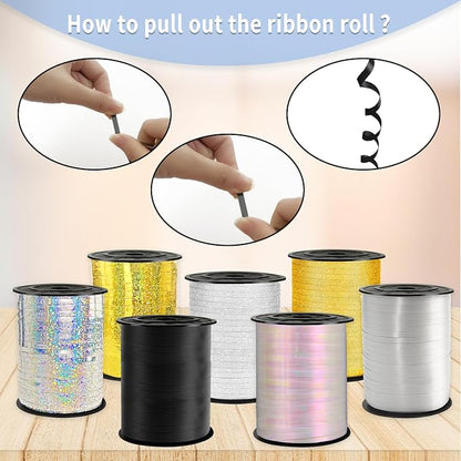 Black Curling Ribbon, 500 Yard Curling Ribbon, 1/5" Ribbon Curling - Image 3