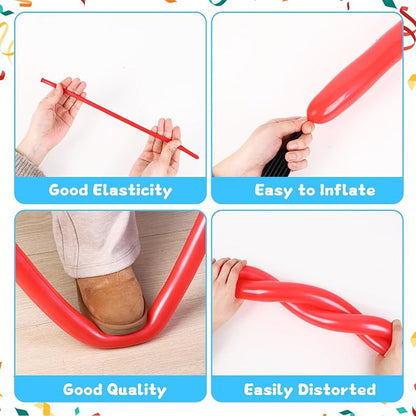 RUBFAC 100pcs Red 260 Balloons，for Animals modeling, Skinny Latex Twisting - Image 3