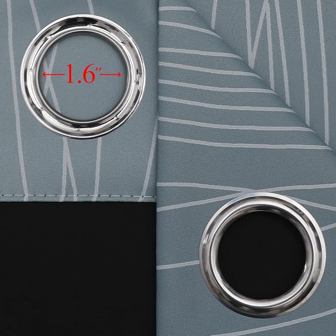 Stone Blue and Greyish White Blackout Curtains 96 Inches Long, Full Room - Image 7