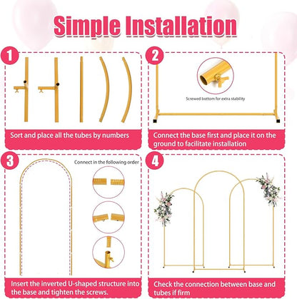 6.6FT Arch Backdrop Stand and White Cover Set, Wedding Arch Backdrop Stand | - Image 5