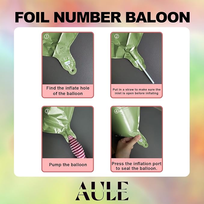 AULE 40 Inch Sage Green 9 Balloon Numbers Foil 0-9 Birthday Big Numbers | - Image 6
