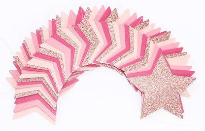 Hot-Pink Rose-Gold Party Decorations Garland - 62ft Twinkle Little Star Hanging - Image 3