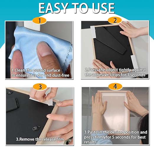 Birllaid Double Sided Tape for Walls, Picture Hanging Strips Removable Mounting - Image 6