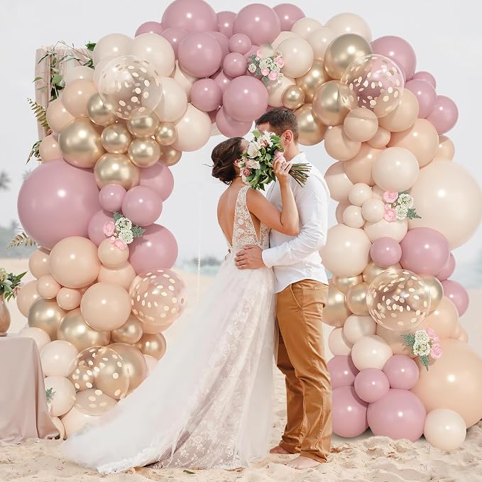 157Pcs Boho Dusty Pink Balloons Arch Garland Kit Different Size | Blush Pink - Image 5