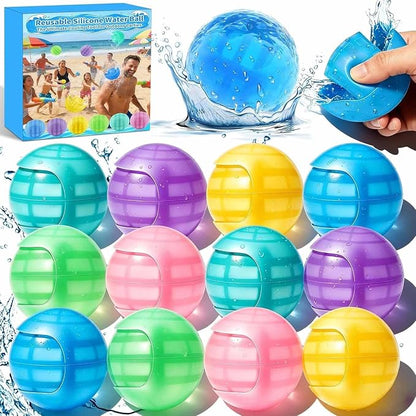 12Pcs Reusable Water Balloons, Self Sealing Quick Fill Silicone Water Toys by Gytera