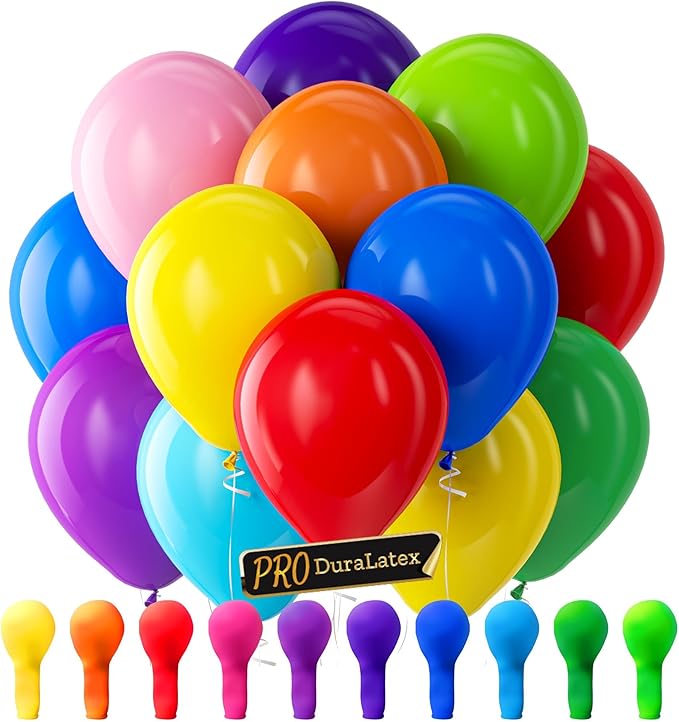 Pro Duralatex Rainbow Extra-Thick Balloons 100 Pack 12 inch | Assorted Rainbow by Bezente