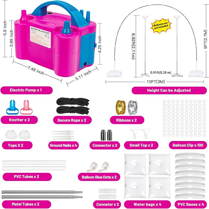 Balloon Arch Kit and Balloon Column Stand and Electric Balloon Pump | - Image 2