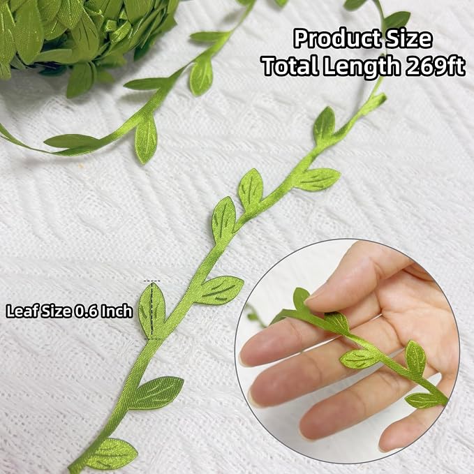 269 Ft Leaf Ribbon, Artificial Vines Leaf String Balloon Ribbon Trim | Ideal - Image 2