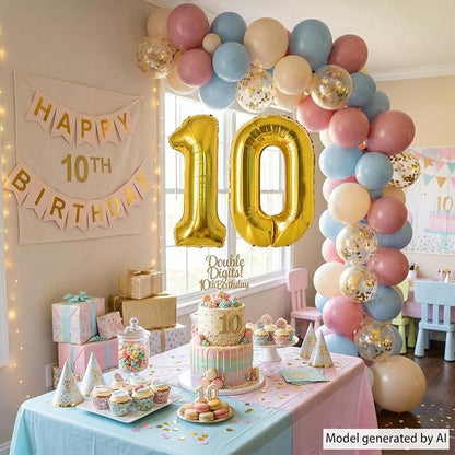 Gold Number 10 Balloon 40 Inch, Foil Numeral - Image 6