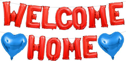 Welcome Home Balloons Blue Red, 16Inch Welcome Home Foil Balloons Banner by Xinvery