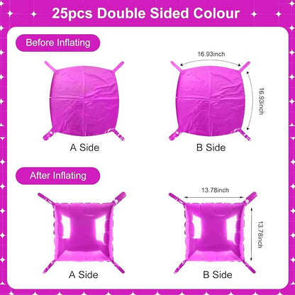 Hot Pink Square Foil Balloons 25 Pcs Metallic Hot Pink Balloons Wall Backdrop - Image 7