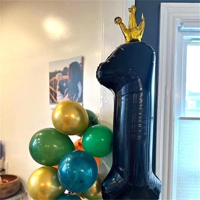Crown Black 1 Balloon Number for Girls 1st Birthday Party, 40 Inch Large Number - Image 6