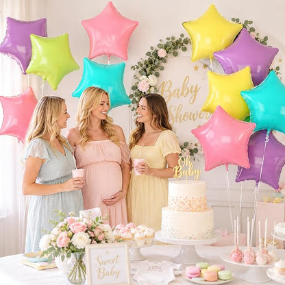 Pastel Star Balloons, 18 Inch 10 Pcs Pastel Balloon Star Shape Foil Balloons - Image 7