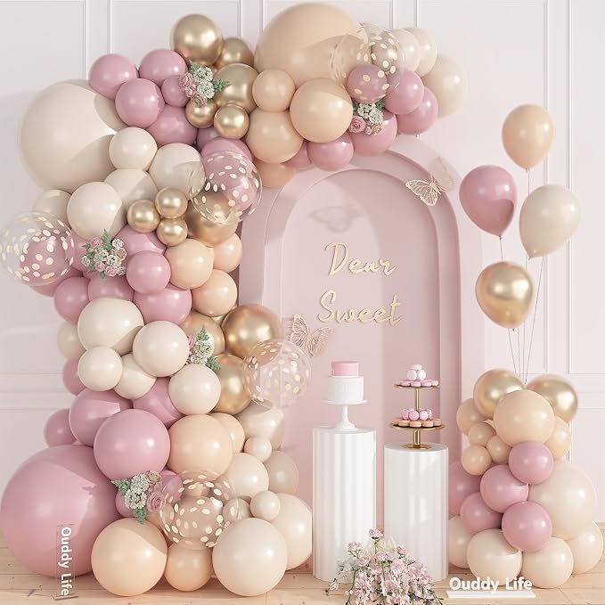 157Pcs Boho Dusty Pink Balloons Arch Garland Kit Different Size | Blush Pink by OUDDYLIFE
