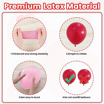 Strawberry Balloons, 12 Inch Red Macaron Pink Hot Pink Dot Balloons - Image 3