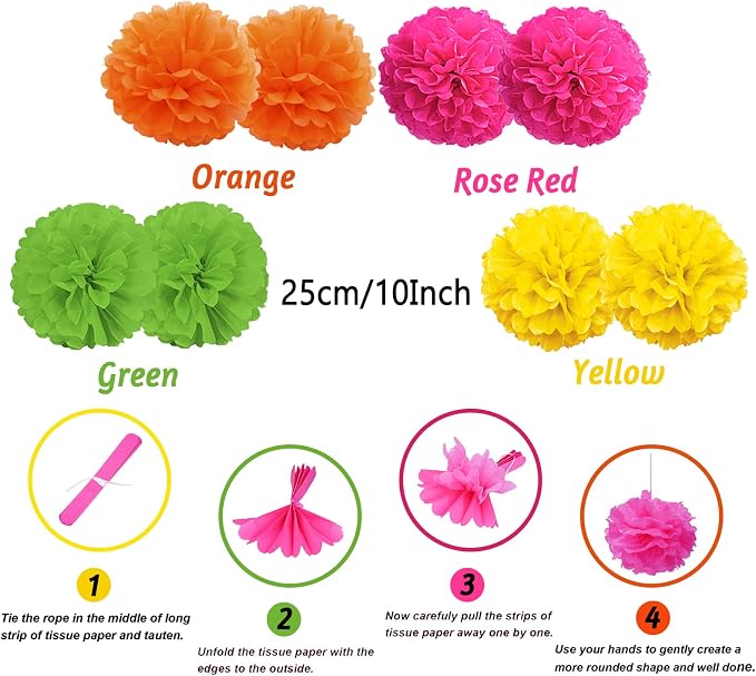 Mexican Party Decorations, Pom Poms Flowers - Image 3