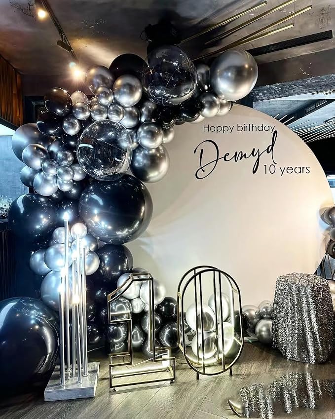 MEBAY Black Silver Balloons Garland Arch Kit, Wedding Backdrop, Graduation - Image 3