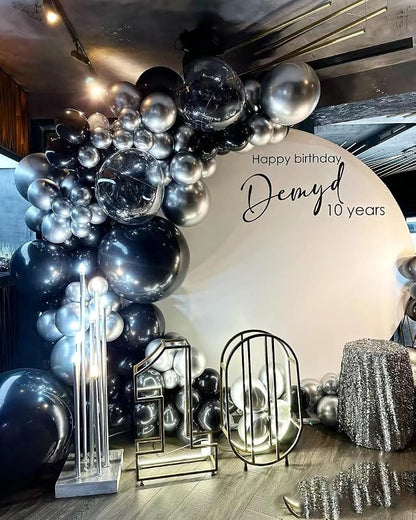 MEBAY Black Silver Balloons Garland Arch Kit, Wedding Backdrop, Graduation - Image 3