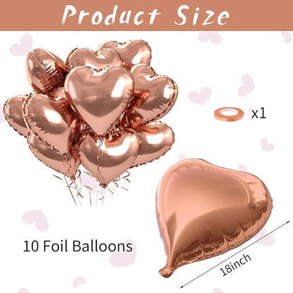 Rose Gold Foil Heart Balloons, Valentines Balloons 18inch Foil Balloons - Image 2
