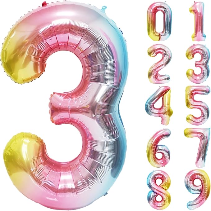 Rainbow Number Balloons Birthday Balloons by United-UnicornsParty