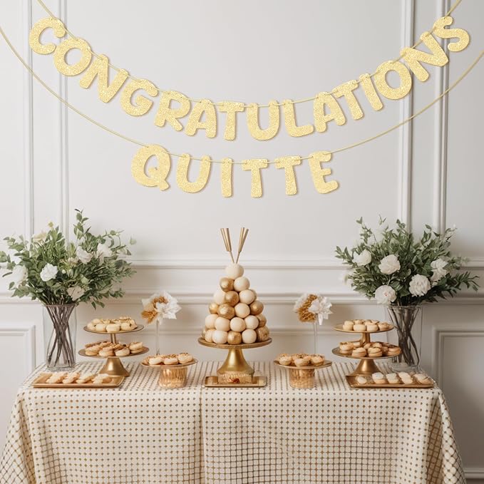 GAGAKU Pre Strung Congratulations Quitter Glitter Banner Funny Retirement - Image 4