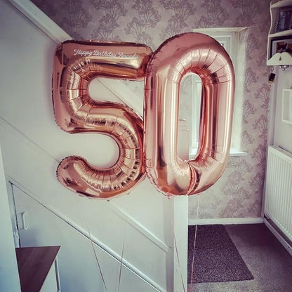 Rose Gold 50 Number Balloons, 40 Inch Big Giant Jumbo 50 Balloon Numbers Rose - Image 5