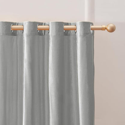 BULBUL Velvet Light Blue Grommet Blackout Curtains 72 inch - Image 2