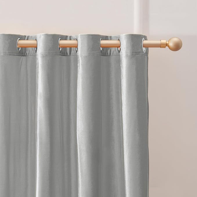 BULBUL Velvet Light Blue Blackout Curtains 84 inch Length - Image 2