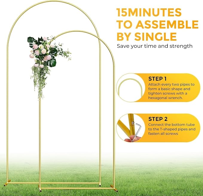 Metal Arch Backdrop Stand, 7.2FT+6FT Wedding Arch Frame - Image 4